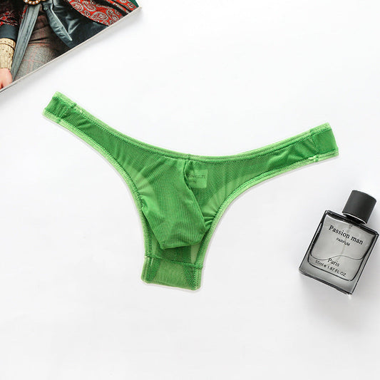 Men's Transparent Low Waist High Elastic Mesh Thong