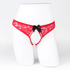 Lace Transparent Opening Sexy Low Waist Thong