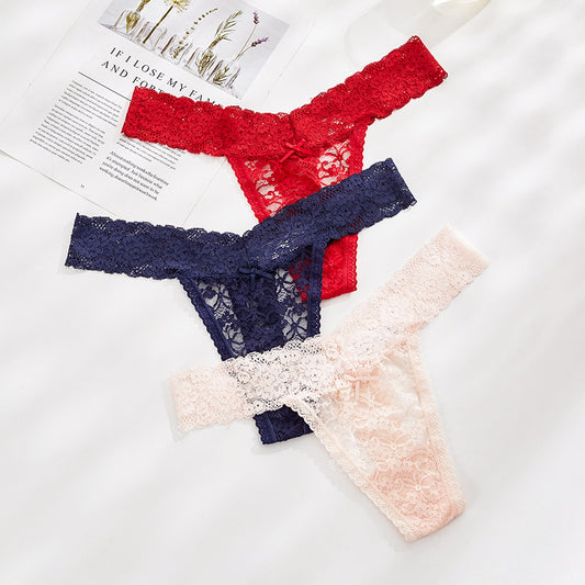 Low-rise Plus Size Sexy Transparent Lace Thong