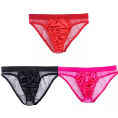 Men's Sexy Low Rise Mesh Bikini Briefs