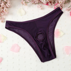Men's Sexy See-through High Elastic Mesh Loophole Thong