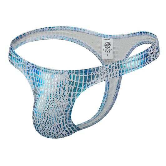Men's Shiny Faux Leather Snake Thong