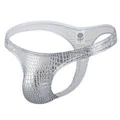 Men's Shiny Faux Leather Snake Thong