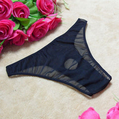 Men's Sexy See-through High Elastic Mesh Loophole Thong