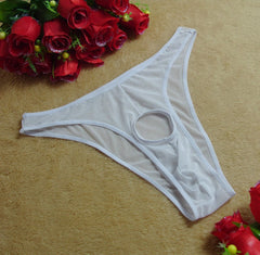 Men's Sexy See-through High Elastic Mesh Loophole Thong