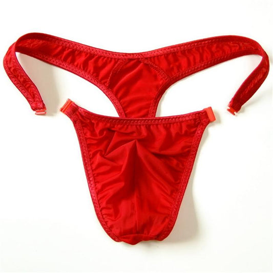 Translucent Men's Sexy Nylon Button Bikini Thong