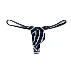 Men's Ice Silk Print Striped Low Waist Thong