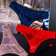 Men's Sheer Lace Mesh Low Rise Thong