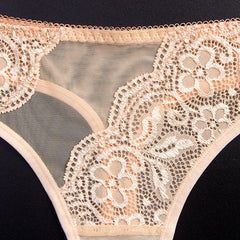Men's Sheer Lace Mesh Low Rise Thong
