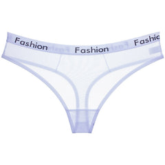 Men's Sheer Mesh Sports Print Letter Low Rise Thong