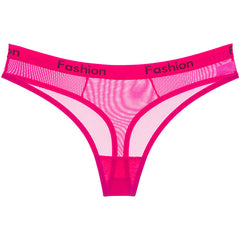 Men's Sheer Mesh Sports Print Letter Low Rise Thong