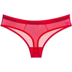 Men's Sheer Mesh Sports Print Letter Low Rise Thong