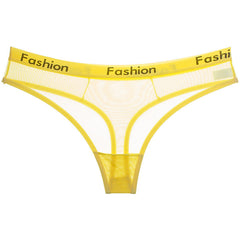 Men's Sheer Mesh Sports Print Letter Low Rise Thong