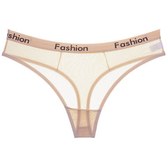 Men's Sheer Mesh Sports Print Letter Low Rise Thong