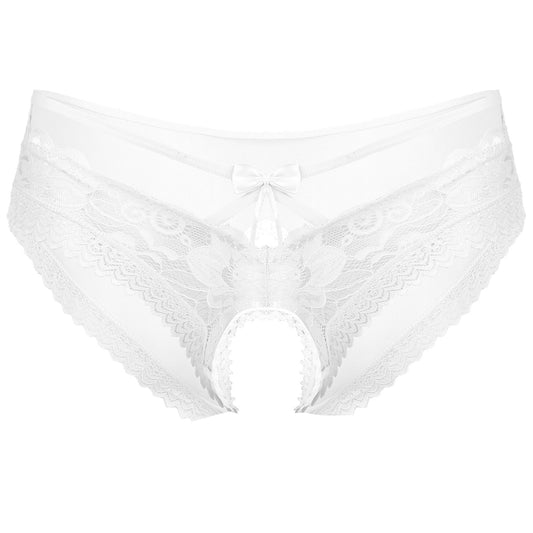 Men's see-through mesh tie-up crotchless underwear - Men's Fashion