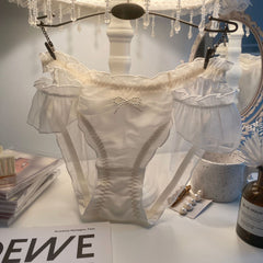 Japanese Sweet Ruffled Mesh Hollow Briefs