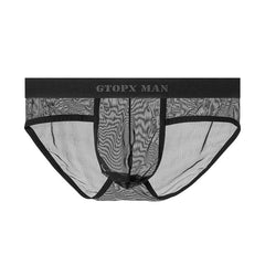 Men's Ice Silk Transparent Mesh Low Waist Breathable Sexy Briefs