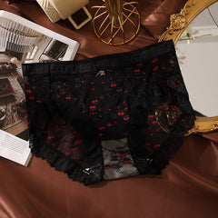 Sexy Lace Hollow Mesh Silk Briefs