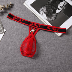 Men's Sexy Low Waist Transparent Mesh Breathable Thong