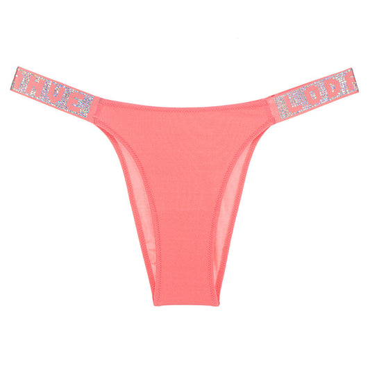 Solid color low waist hip-covering thong
