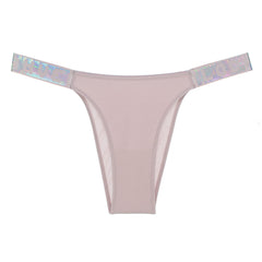 Solid color low waist hip-covering thong