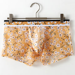 2023 New Men's Ultra-thin Transparent Mesh Ice Silk Printing Breathable Panties