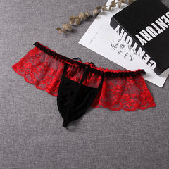 Men's Sexy Lace Mesh Transparent Thong