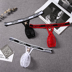Men's Sexy Low Waist Transparent Mesh Breathable Thong