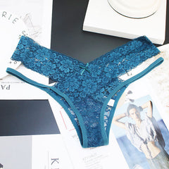 Hollow Strap Lace Transparent Large Size Low Waist Briefs