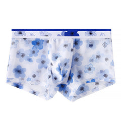 2023 New Men's Ultra-thin Transparent Mesh Ice Silk Printing Breathable Panties