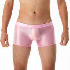 Men's Sexy Shiny Silky Transparent Boxer Briefs
