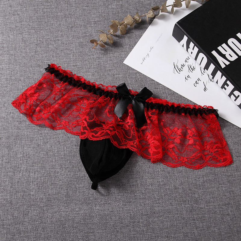 Men's Sexy Lace Mesh Transparent Thong