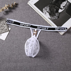 Men's Sexy Low Waist Transparent Mesh Breathable Thong