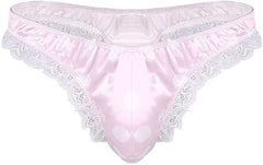 Men's Satin Polka Dot Lace Thong