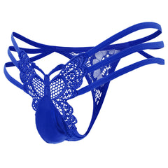 Men's Low Waist Sexy Butterfly Hollow Lace Sheer Thong