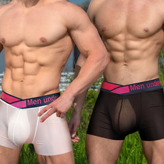 Men's Breathable Ice Silk Transparent Sexy Low Waist Stretch Boxer Briefs