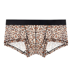 Men's Leopard Print Breathable Sexy Quick Dry Ice Silk Low Rise Boxer Briefs