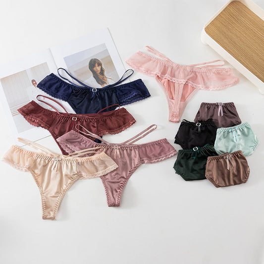 Lace Strap Hollow Transparent Sexy Low Waist Thong
