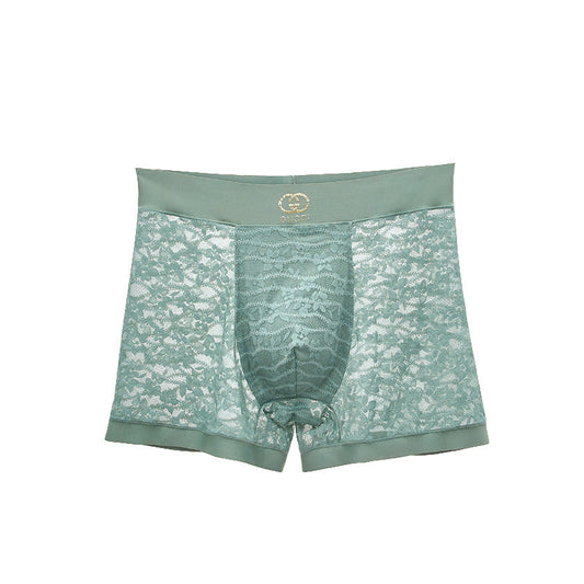 Men's Sexy Lace Seamless Breathable Antibacterial Boxer Briefs