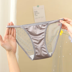 Summer Ice Silk Satin Comfortable Lace Sexy Briefs
