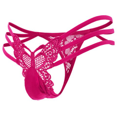 Men's Low Waist Sexy Butterfly Hollow Lace Sheer Thong