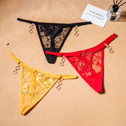 Mesh Lace Metal Breathable Sexy Thong