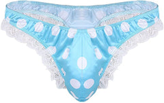 Men's Satin Polka Dot Lace Thong