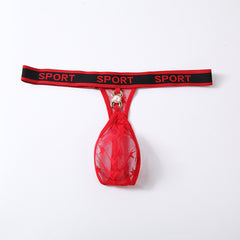 Men's Sexy Low Waist Transparent Mesh Breathable Thong