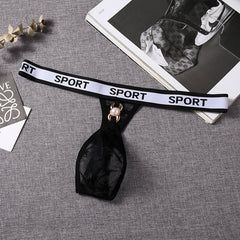 Men's Sexy Low Waist Transparent Mesh Breathable Thong