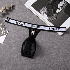 Men's Sexy Low Waist Transparent Mesh Breathable Thong