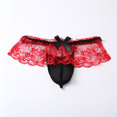 Men's Sexy Lace Mesh Transparent Thong
