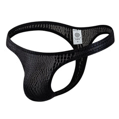 Men's Shiny Faux Leather Snake Thong